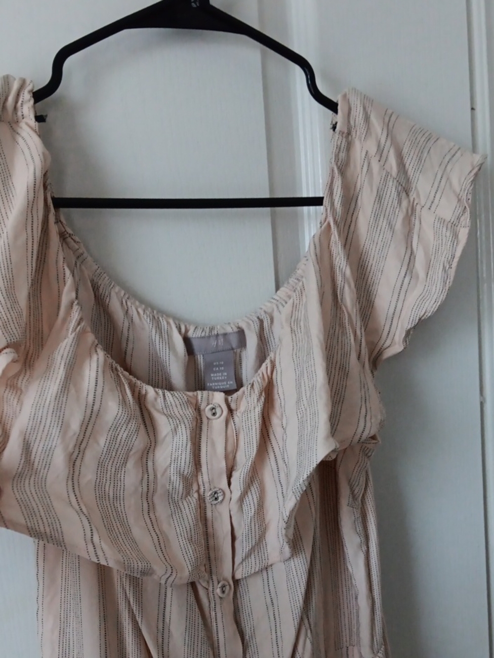 H&M Soft Ruffle Cream Button-Down Maxi Dress - Picture 3 of 7